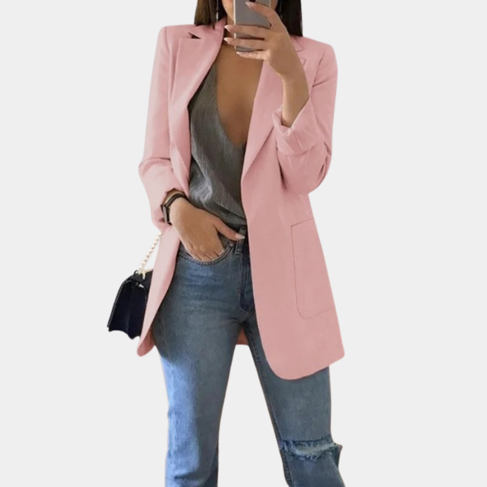 EB | Langjacke - Taillierte Passform - Offene Vorderseite - Reverskragen - Klappentaschen
