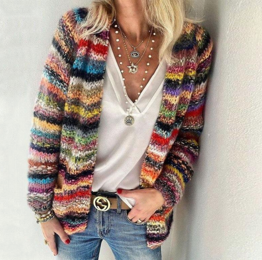 EB | Leichte Mehrfarbige Strickjacke