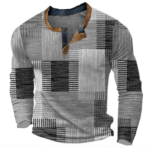 EB | Patchwork Strickpullover - Moderner Henley-Stil für Herbst & Winter