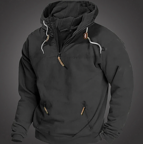 EB | Herren Hoodie - Halbzipper vorne mit Kordelzugkapuze