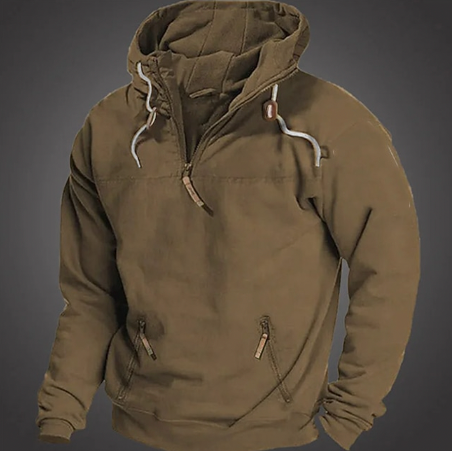 EB | Herren Hoodie - Halbzipper vorne mit Kordelzugkapuze
