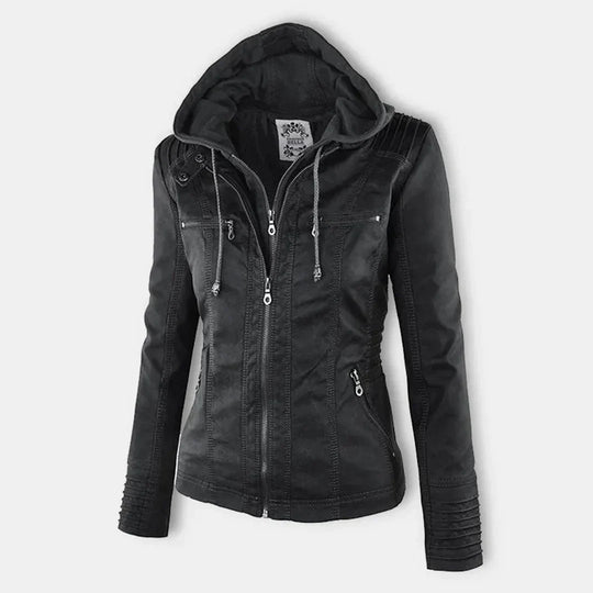 EB | Elegantes Motorradjacke mit Kapuze Aus Hochwertigem Leder