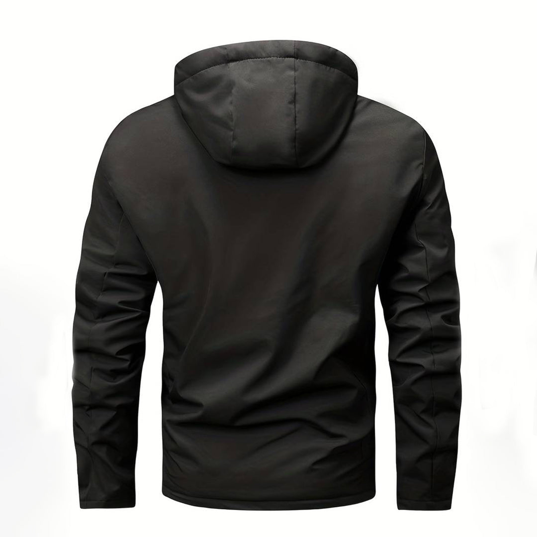 EB | Herren Bequemer Schwarzer Windbreaker - Warmfutter Detail
