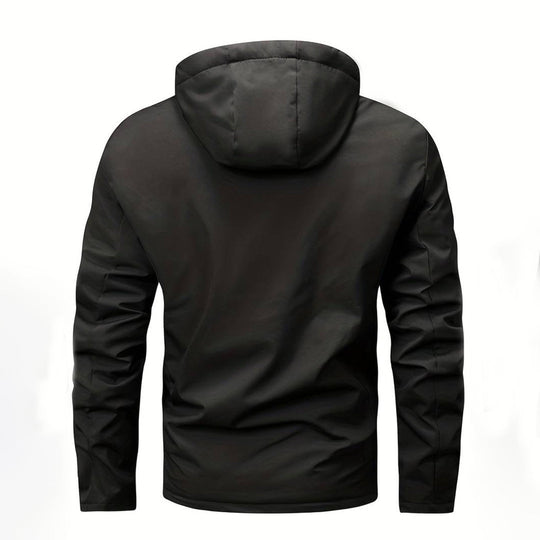 EB | Herren Bequemer Schwarzer Windbreaker - Warmfutter Detail