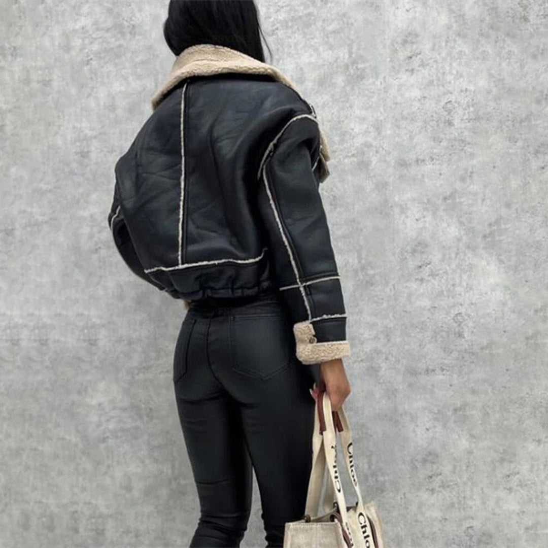 EB | Wollähnliche Kurze Motorrad Reißverschlussjacke