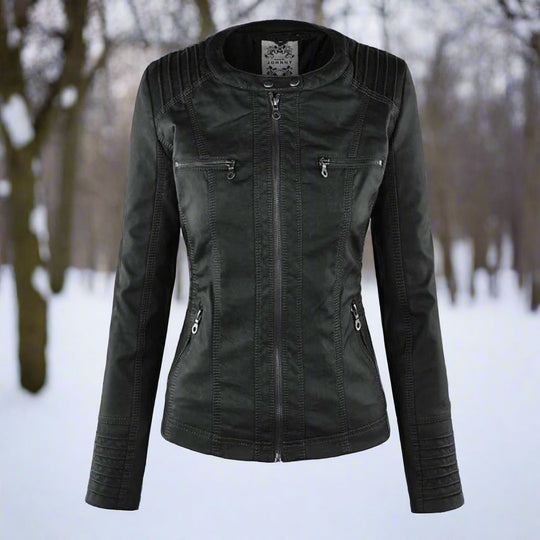 EB | Bikerjacke - Kunstleder - Slim Fit - Kapuze mit Kordelzug - Reißverschlusstaschen