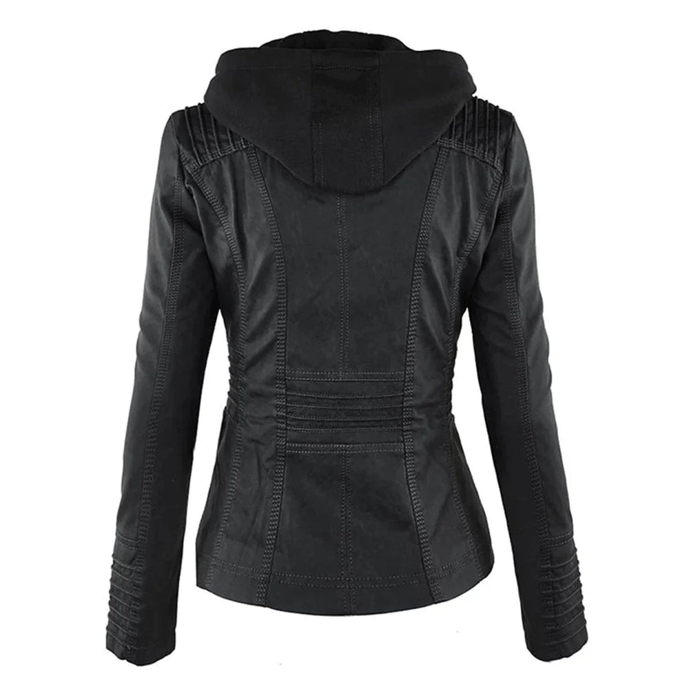 EB | Elegantes Motorradjacke mit Kapuze Aus Hochwertigem Leder