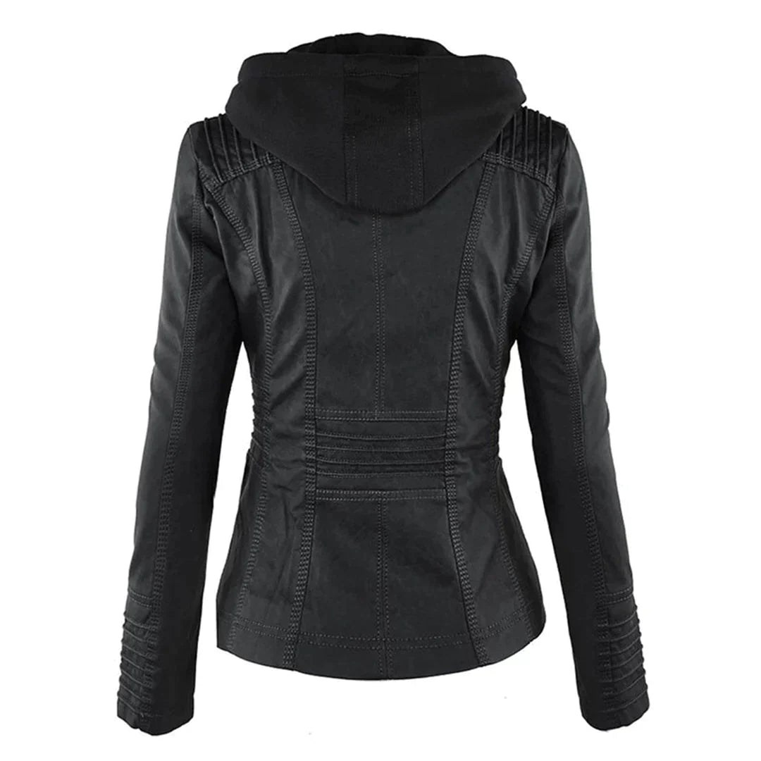 EB | Elegantes Motorradjacke mit Kapuze Aus Hochwertigem Leder