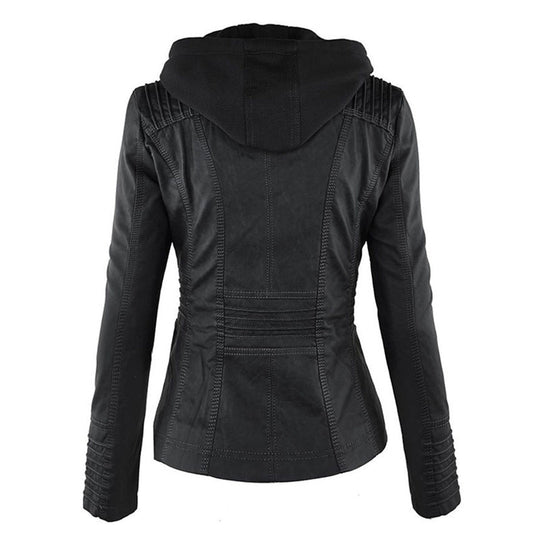 EB | Kunstlederjacke mit Kapuze - Urban Style & Allwetter-Schutz