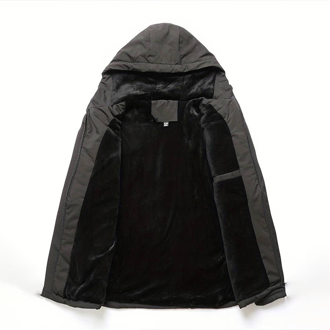 EB | Herren Bequemer Schwarzer Windbreaker - Warmfutter Detail