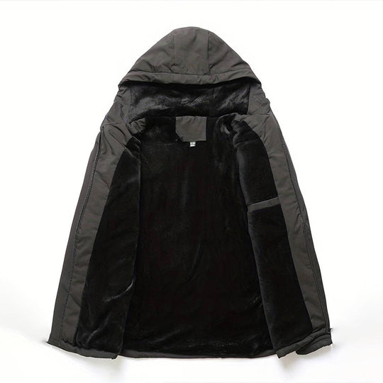EB | Herren Bequemer Schwarzer Windbreaker - Warmfutter Detail