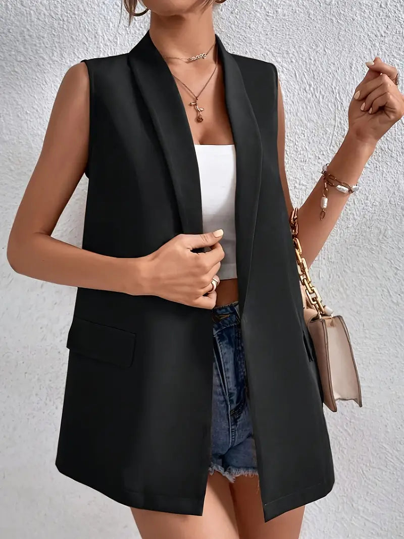 EB | Eleganter Lockere Ärmelloser Blazer für Das Büro