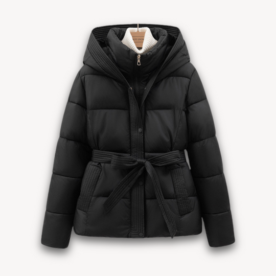 EB | Damen Pufferjacke mit Kapuze und Gürtel