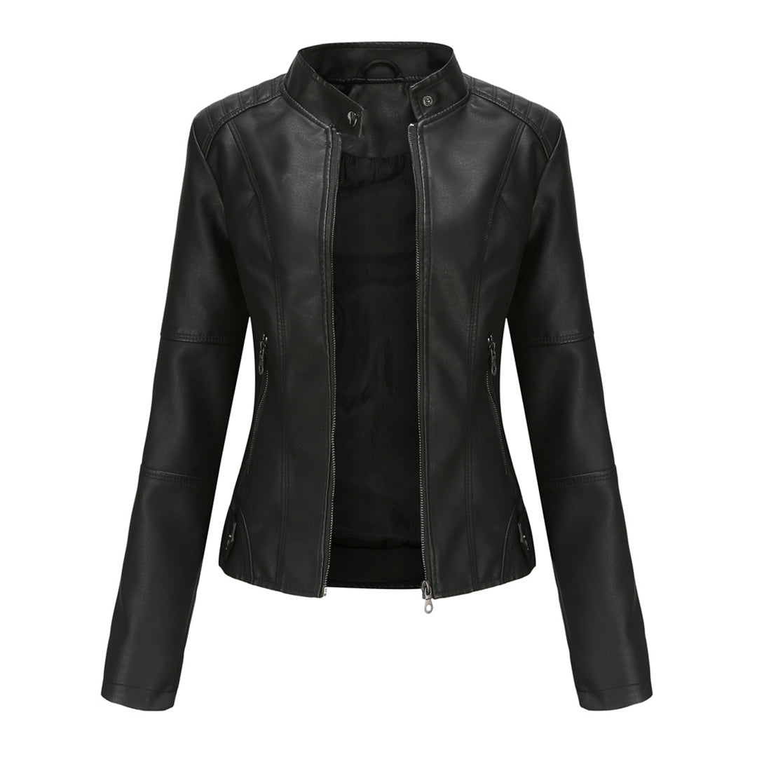 EB | Lederjacke - Biker-Stil & Stehkragen-Detail