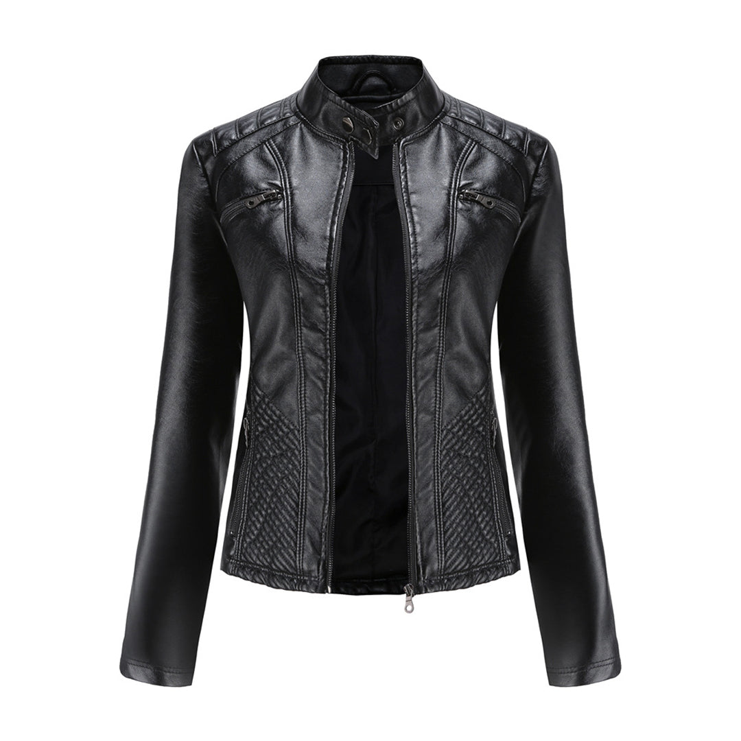 EB | Lederjacke - Stehkragen & Rippendetails