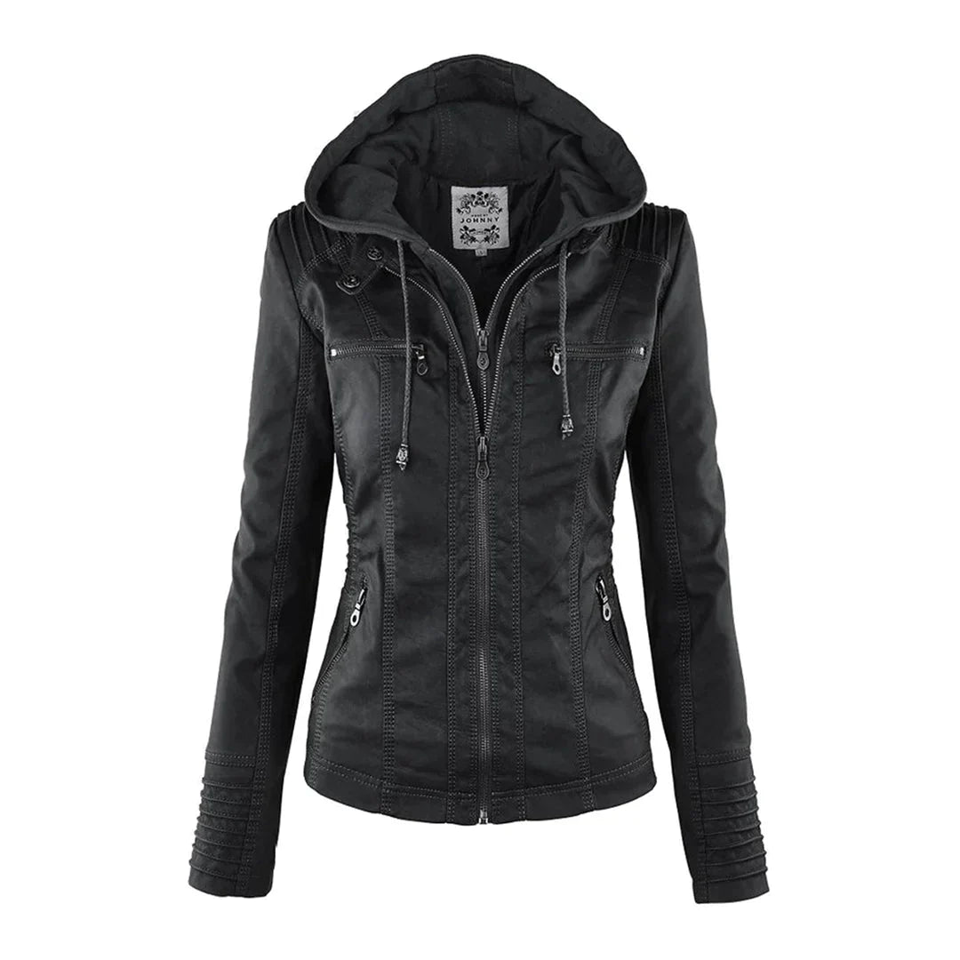 EB | Elegantes Motorradjacke mit Kapuze Aus Hochwertigem Leder