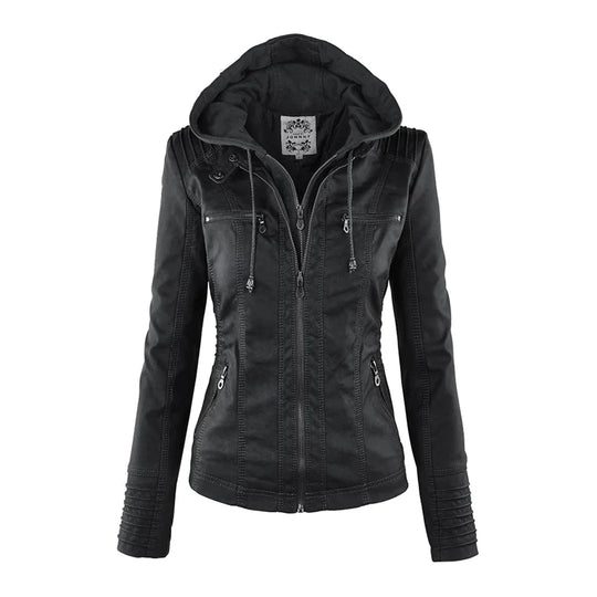 EB | Elegantes Motorradjacke mit Kapuze Aus Hochwertigem Leder