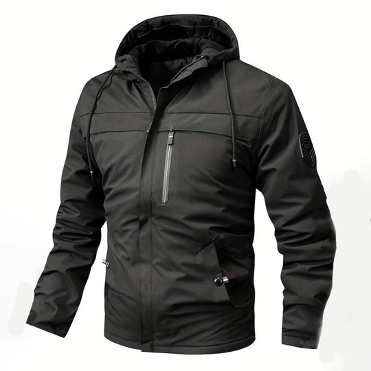 EB | Herren Bequemer Schwarzer Windbreaker - Warmfutter Detail