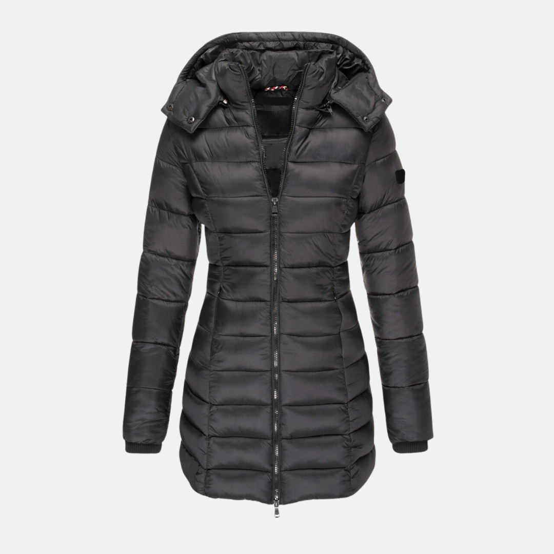 EB | Pufferjacke - Slim Fit - Gepolstert - Mittellang - Mit Kapuze und Rippbündchen