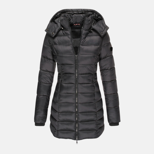 EB | Pufferjacke - Slim Fit - Gepolstert - Mittellang - Mit Kapuze und Rippbündchen