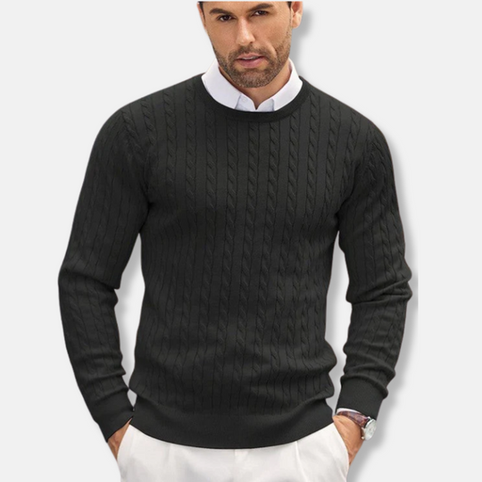 EB | Slim Fit Feinstrick Rundhals Struktur in Kabelstrick