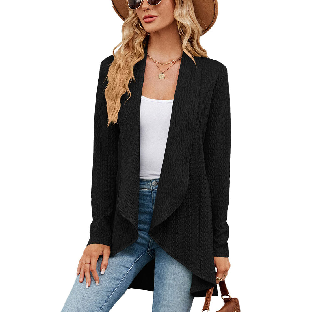 EB | Strick-cardigan Wasserfallkragen Entspannte Eleganz