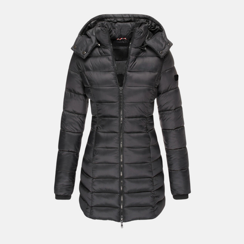 EB | Pufferjacke Slim Fit Mittellang mit Kapuze Gerippte Bündchen