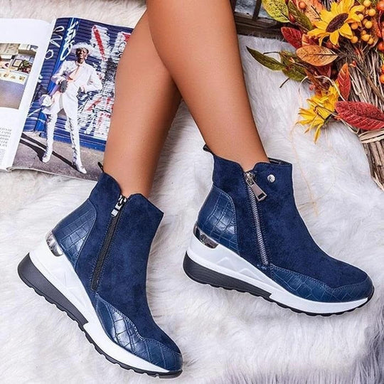 EB | Damen Leder Absatz Stiefeletten