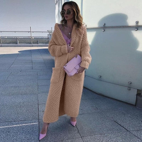 EB | Damen Langer Strickcardigan mit Taschen