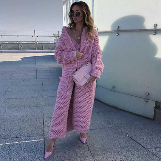 EB | Damen Langer Strickcardigan mit Taschen