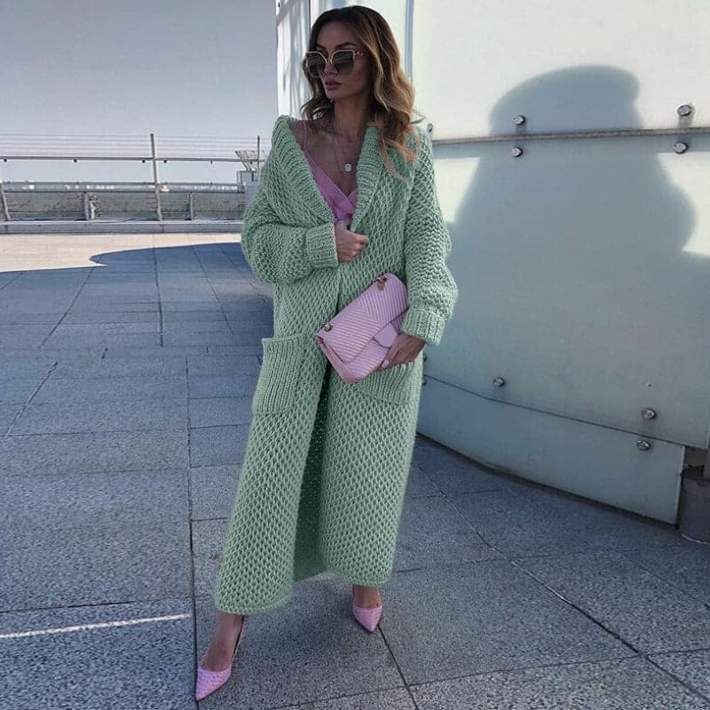 EB | Damen Langer Strickcardigan mit Taschen
