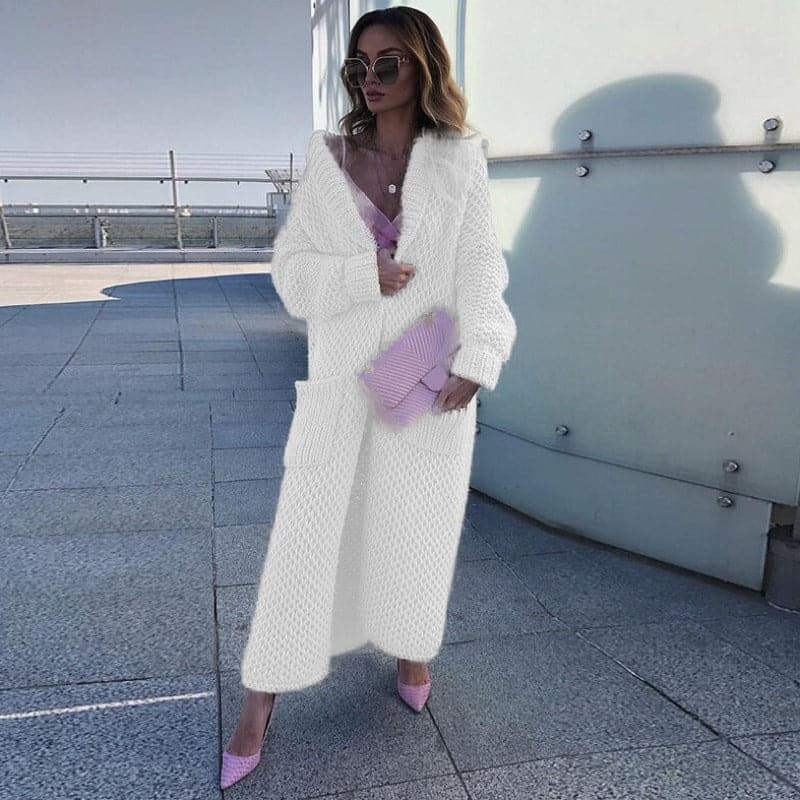 EB | Damen Langer Strickcardigan mit Taschen