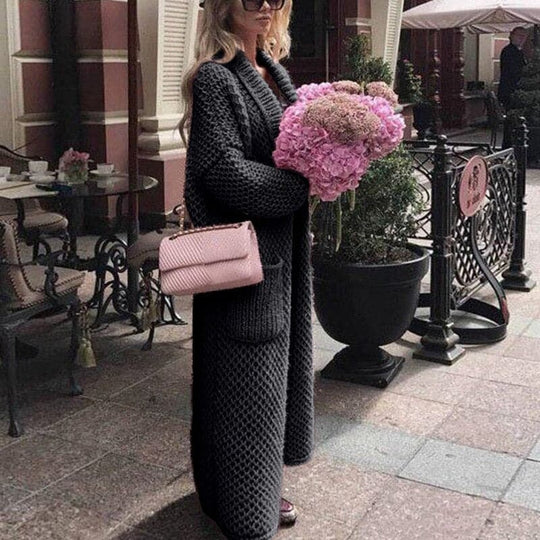 EB | Damen Langer Strickcardigan mit Taschen