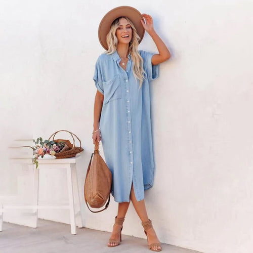 Denim-Kleid mit F mausärmeln