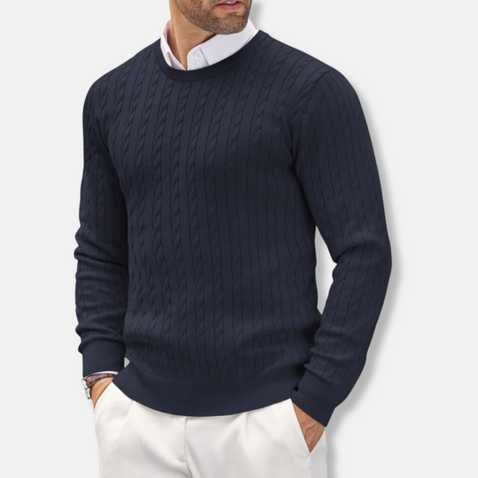 EB | Slim Fit Feinstrick Rundhals Struktur in Kabelstrick