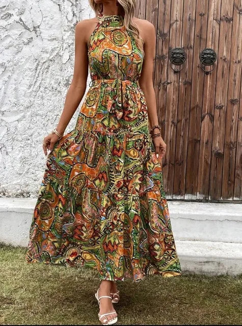 EB | Damen Retro Maxi Halterneck & Vintage-inspiriert