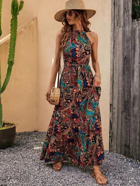 EB | Damen Retro Maxi Halterneck & Vintage-inspiriert