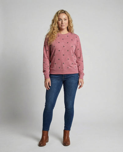 EB | Lässiges Sweatshirt mit Sternmuster Langärmeliges Design Weich und Bequem