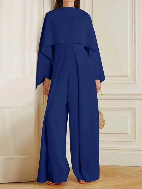 EB - Jumpsuit in Unifarbe mit weitem Bein