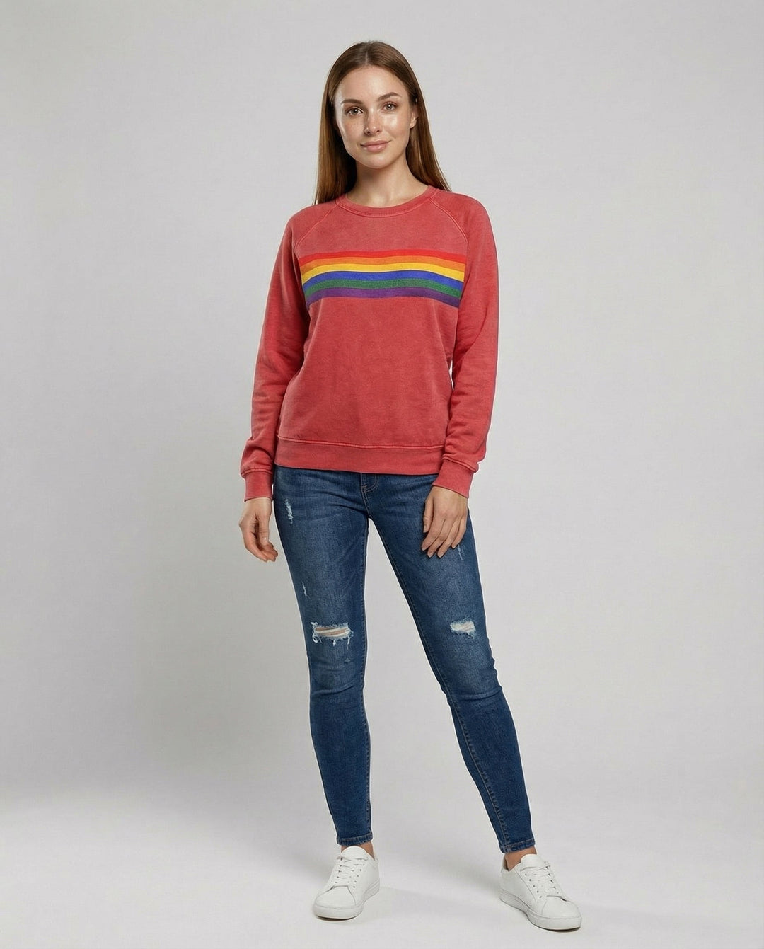 Weicher Regenbogen Pullover Damen | EB