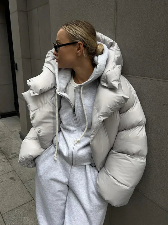 EB | Damen Winter Puffer Jacke mit Kapuze und Oversized Stil