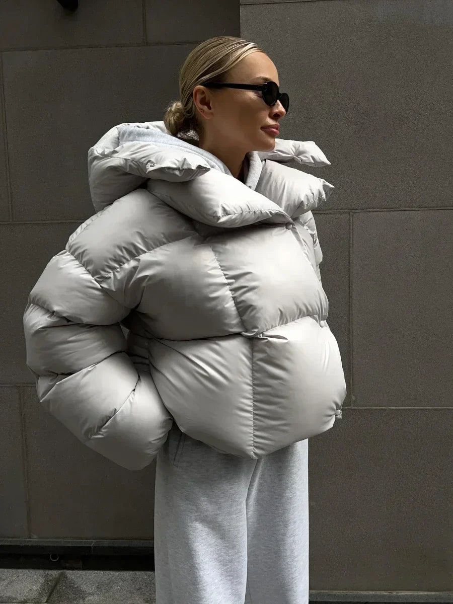 EB | Damen Winter Puffer Jacke mit Kapuze und Oversized Stil