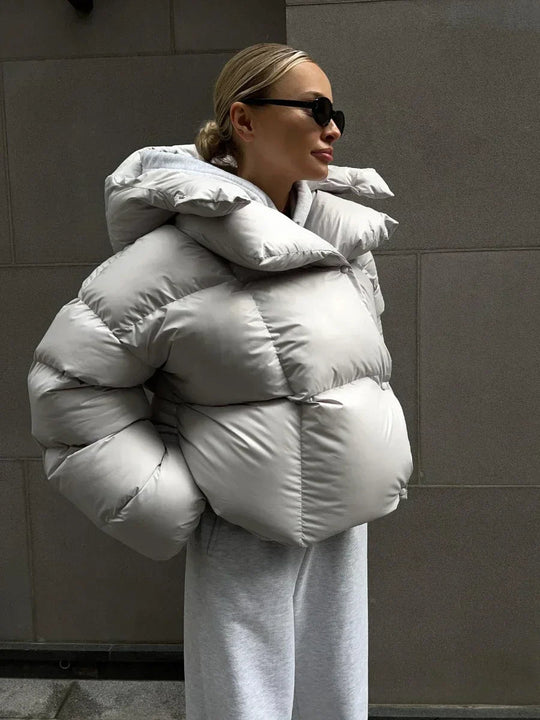 EB | Damen Winter Puffer Jacke mit Kapuze und Oversized Stil
