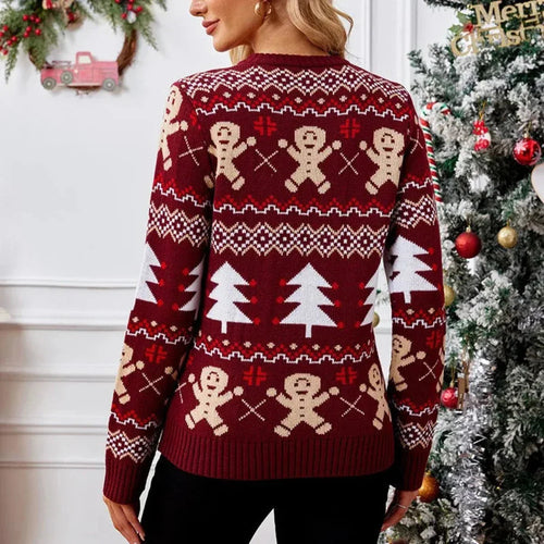 EB | Weihnachts Pullover für Frauen Fake Weihnachts Pullover mit Rundhalsausschnitt