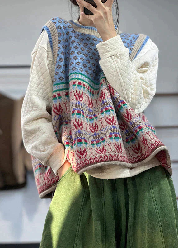 Damen Woll Strickjacke mit übergroßem Druck & Gemütlichem Design | EB