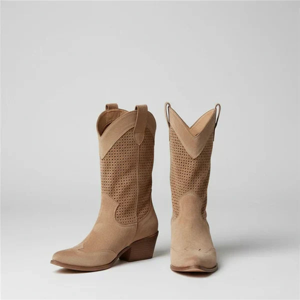 Mit Perforation Und WesternAbsatz Damen EB