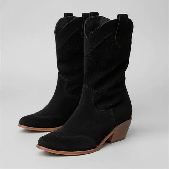 Mit Perforation Und WesternAbsatz Damen EB