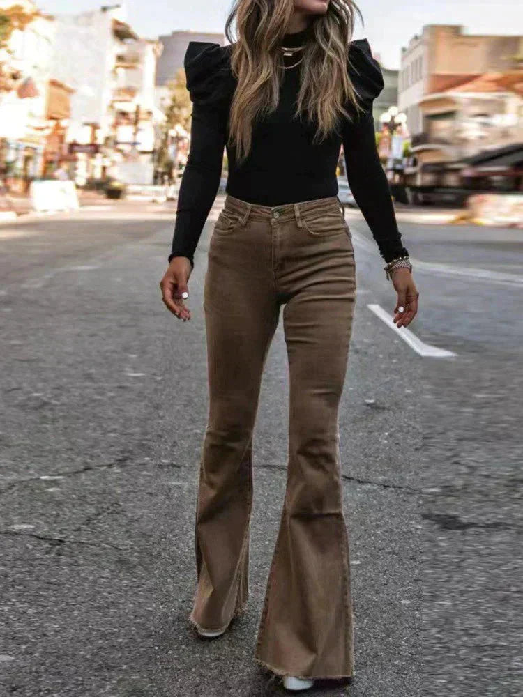 EB | Schmeichelnde Damen Bootcut Hose mit Hohem Bund und Bequemer Passform
