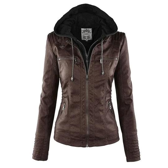 EB | Elegantes Motorradjacke mit Kapuze Aus Hochwertigem Leder
