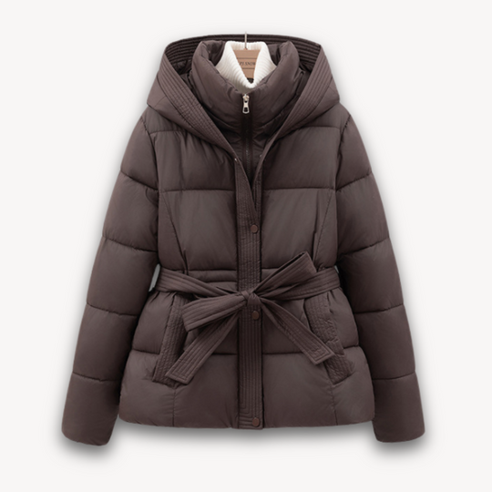 EB | Damen Pufferjacke mit Kapuze und Gürtel